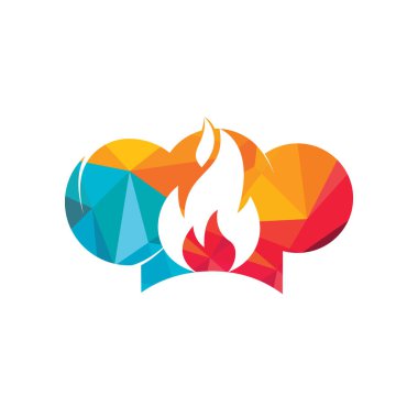 Seksi şef şapka vektör logosu tasarım şablonu. Şef şapkası ve ateş simgesi logosu.