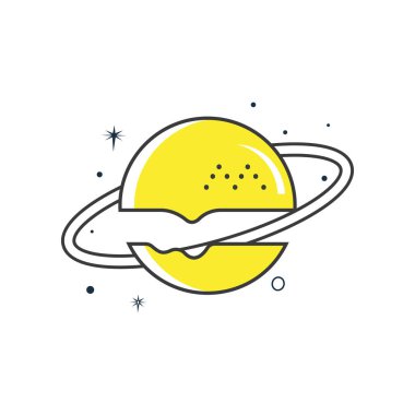 Burger gezegeni vektör logosu tasarımı. Gıda Kafesi ve Logo Konsepti.