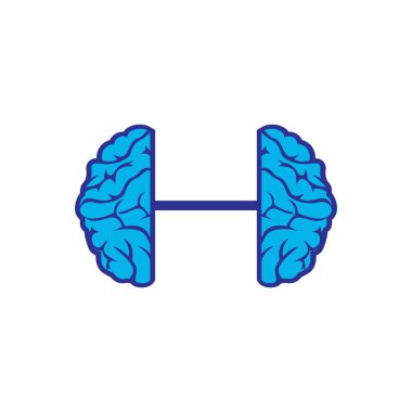 Beyin egzersiz vektör logosu şablonu. Beyin halteri vektör logo tasarım şablonu.
