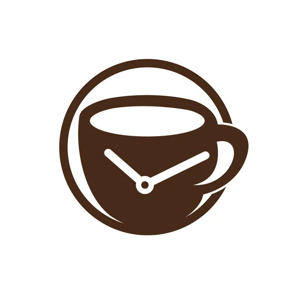 Coffee Time Vector Logo Design Coffee Cup Time Clock Concept — Stok Vektör
