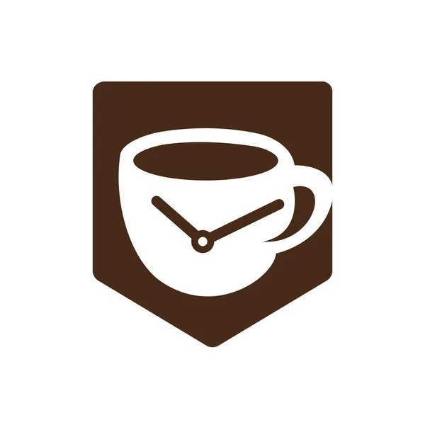 Kaffeezeit Vektor Logo Design Konzept Für Die Kaffeetasse Zeituhr — Stockvektor