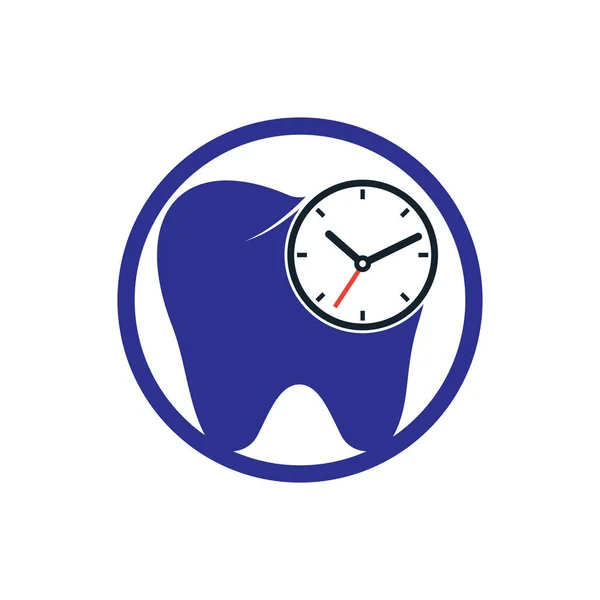 Dental Time Vector Logo Design Template Human Tooth Clock Icon — Archivo Imágenes Vectoriales