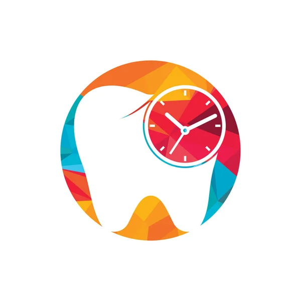 Dental Time Vector Logo Design Template Human Tooth Clock Icon — ストックベクタ