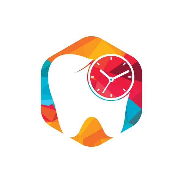 Dental Time Vector Logo Design Template Human Tooth Clock Icon — Stockvektor