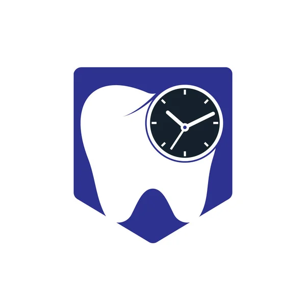 Dental Time Vector Logo Design Template Human Tooth Clock Icon — Archivo Imágenes Vectoriales
