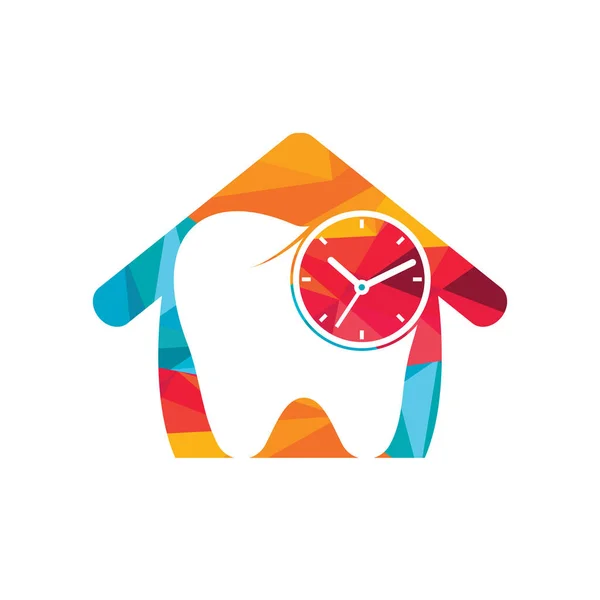 Dental Time Vector Logo Design Template Human Tooth Clock Icon — Vector de stock