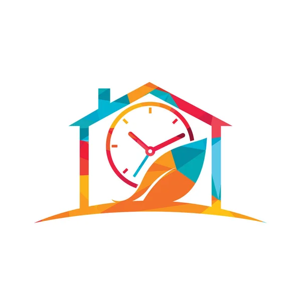 Nature Time Vector Logo Design Vector Clock Leaf Logo Combination — Wektor stockowy