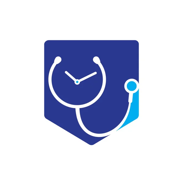 Modelo Médico Projeto Logotipo Vetor Tempo Conceito Logótipo Saúde Medicina —  Vetores de Stock