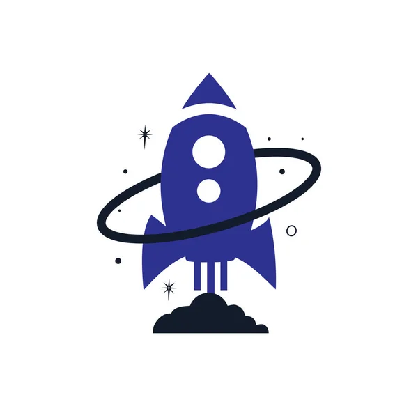 Rocket Planet Vector Logo Design Template Rocket Universe Logo Concept — ストックベクタ