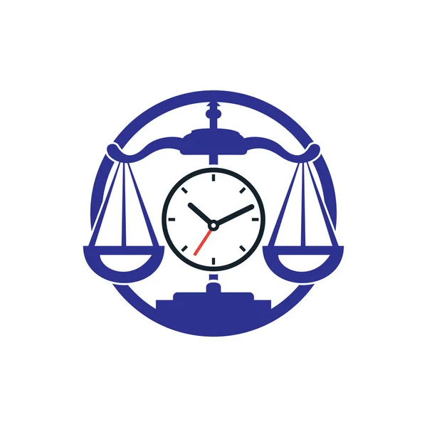Law Time Vector Logo Design Scale Clock Icon Vector Logo — Vetor de Stock