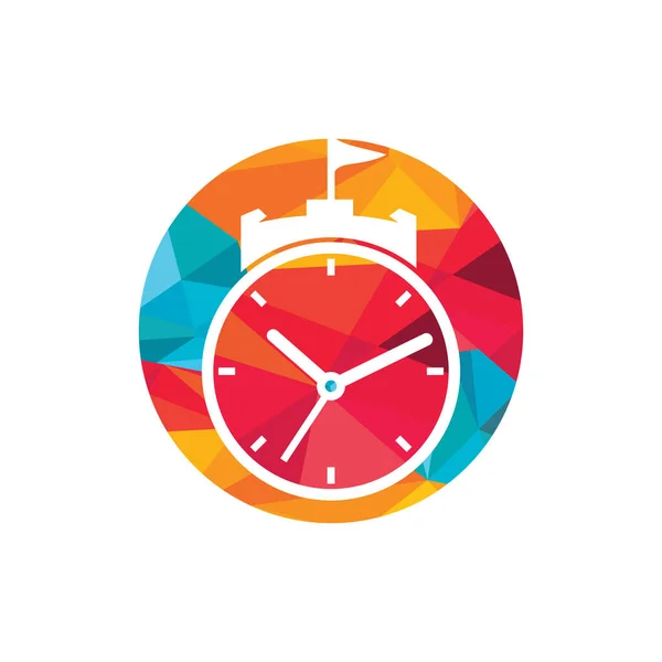 Clock Castle Vector Logo Design — Stock vektor