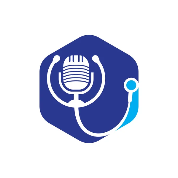 Дизайн Векторного Логотипа Доктора Стетоскоп Символ Иллюстрации Микрофона — стоковый вектор