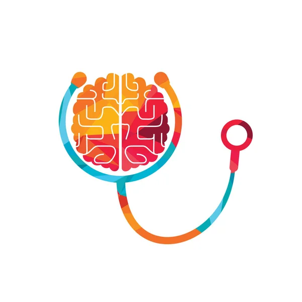 Brain Care Vector Logo Template Stethoscope Human Brain Icon Logo — Stock vektor