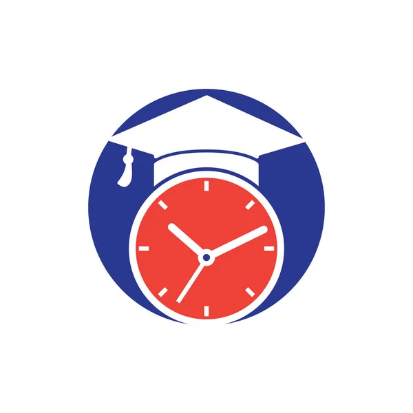 Study Time Vector Logo Design Graduation Hat Clock Icon Design — Image vectorielle