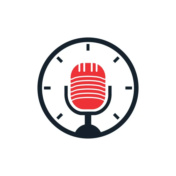 Podcast Time Vector Logo Design Template — 图库矢量图片