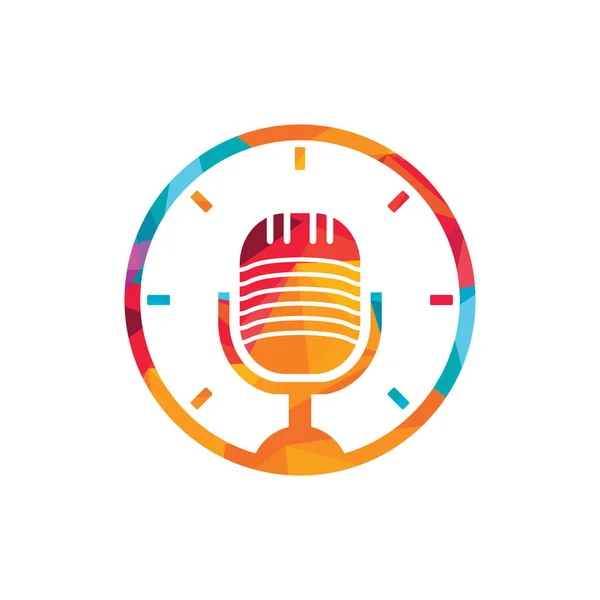 Podcast Time Vector Logo Design Template — 图库矢量图片