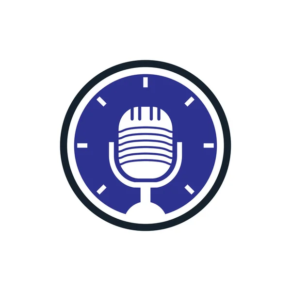 Podcast Time Vector Logo Design Template — Vettoriale Stock