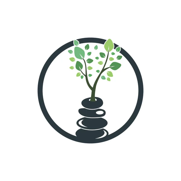 Spa Meditation Vector Logo Design Zen Wellness Logo Concept — Vetor de Stock