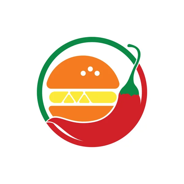 Spicy Burger Vector Logo Design Chili Burger Icon Logo Design — Image vectorielle