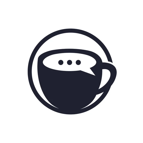Coffee Talk Vector Logo Design Coffee Cup Bubble Chat Icon — Vector de stock