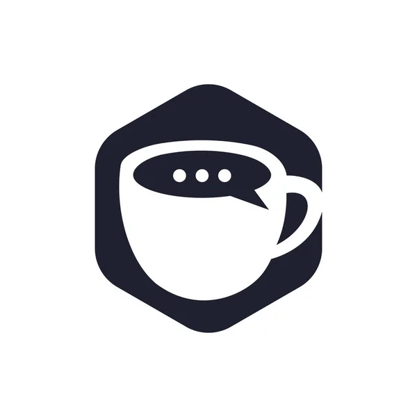 Coffee Talk Vector Logo Design Coffee Cup Bubble Chat Icon — Vector de stock