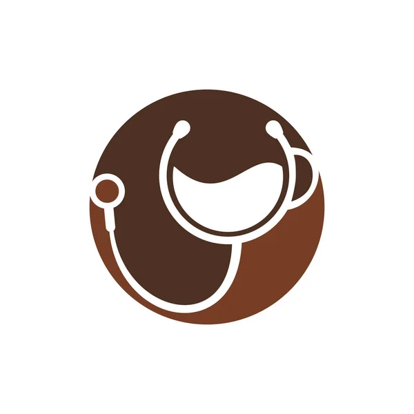 Healthy Coffee Vector Logo Design Doctors Stethoscope Coffee Cup Logo — Wektor stockowy