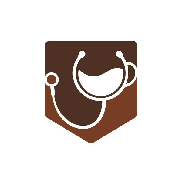 Healthy Coffee Vector Logo Design Doctors Stethoscope Coffee Cup Logo — Vector de stock