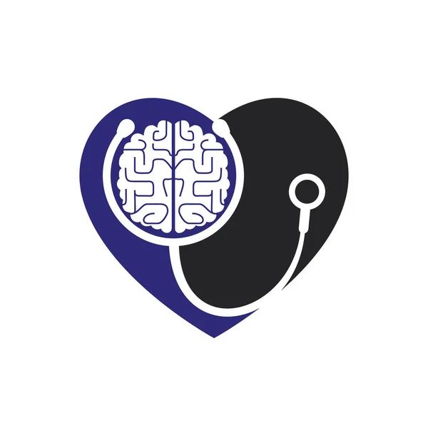 Brain Care Vector Logo Template Stethoscope Human Brain Icon Logo Stockillustration