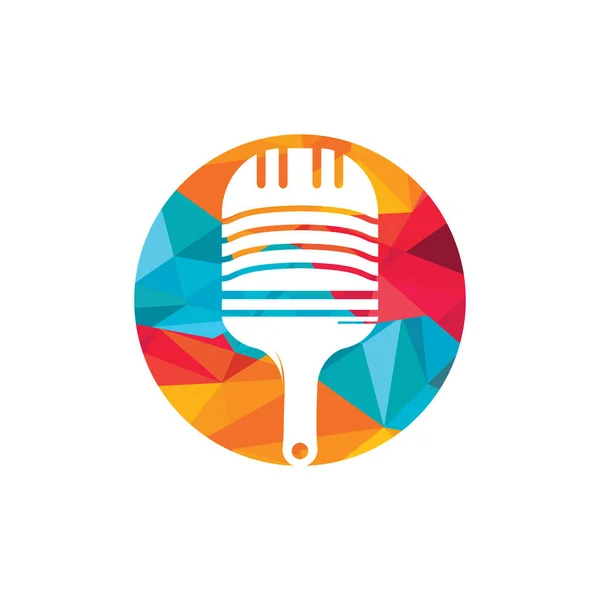 Paint Podcast Vector Logo Design Template Paint Brush Podcast Microphone lizenzfreie Stockillustrationen