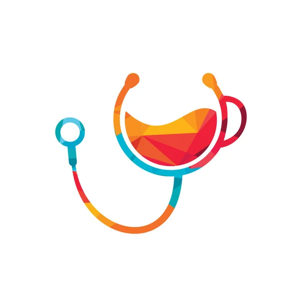 Gesunder Kaffee Vektor Logo Design Ärzte Stethoskop Mit Kaffeetasse Logo lizenzfreie Stockillustrationen