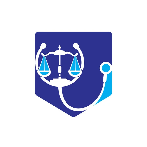 Medizinrecht Vektor Logo Design Vorlage Stethoskop Mit Gesetzesmaßstab Icon Vektordesign — Stockvektor
