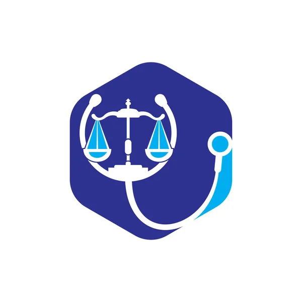 Medical Law Vector Logo Design Template Stethoscope Law Scale Icon — 图库矢量图片