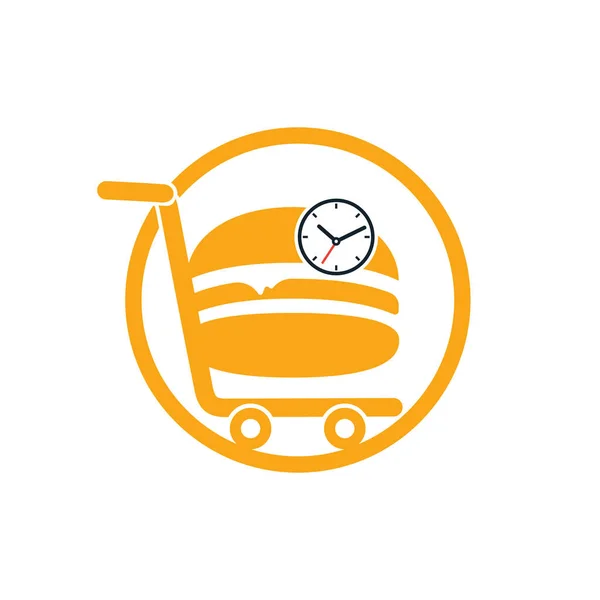 Food Delivery Vector Logo Design Time Food Delivery Logo Concept — Vector de stock