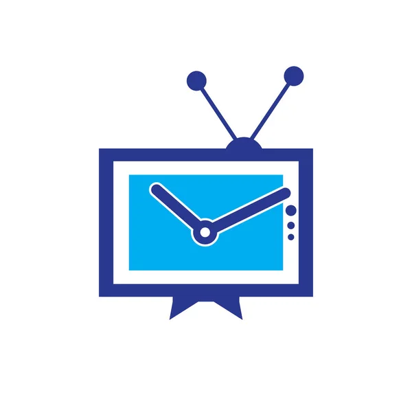 Movie Time Vector Logo Design Television Clock Icon Vector Logo — ストックベクタ