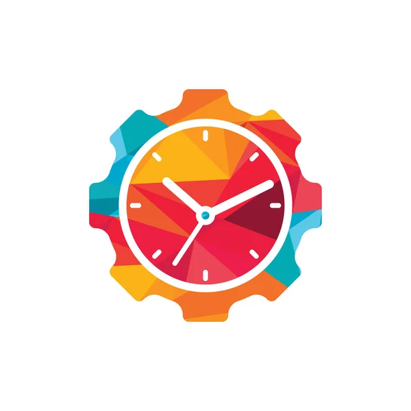 Service Time Vector Logo Design Gear Analog Clock Icon Vector — Stockvektor