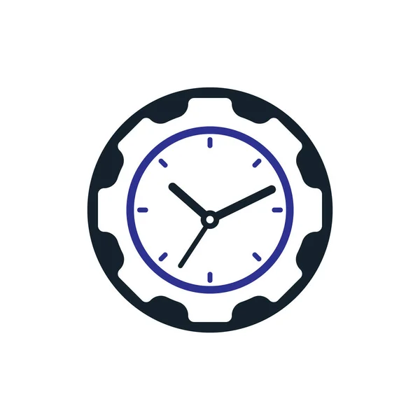 Service Time Vector Logo Design Gear Analog Clock Icon Vector — Vetor de Stock