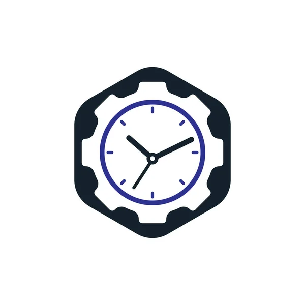 Service Time Vector Logo Design Gear Analog Clock Icon Vector — 图库矢量图片