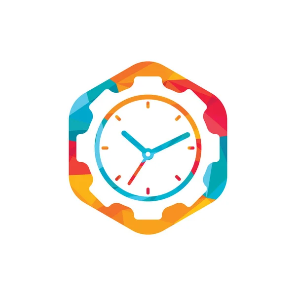 Service Time Vector Logo Design Gear Analog Clock Icon Vector — Stockvektor