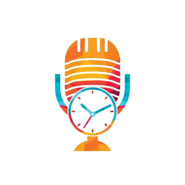 Podcast Time Vector Logo Design Template — ストックベクタ