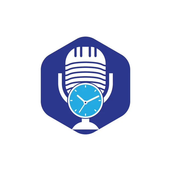 Podcast Time Vector Logo Design Template — ストックベクタ