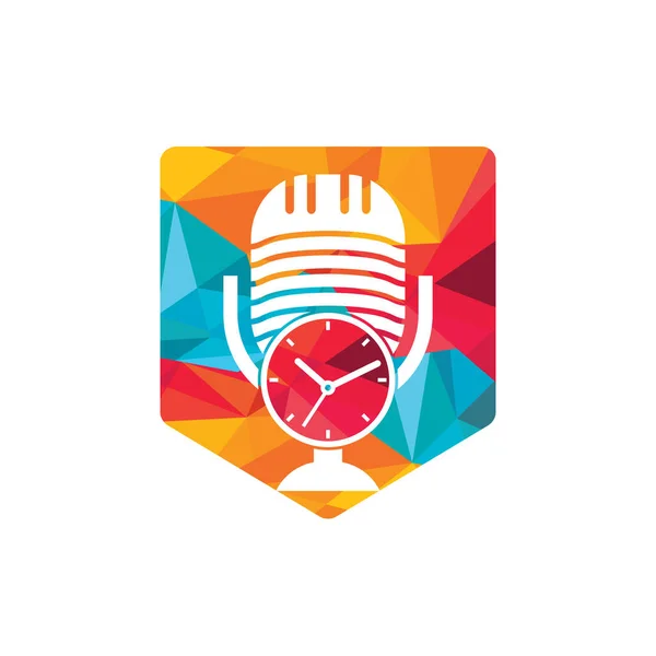 Podcast Time Vector Logo Design Template — ストックベクタ