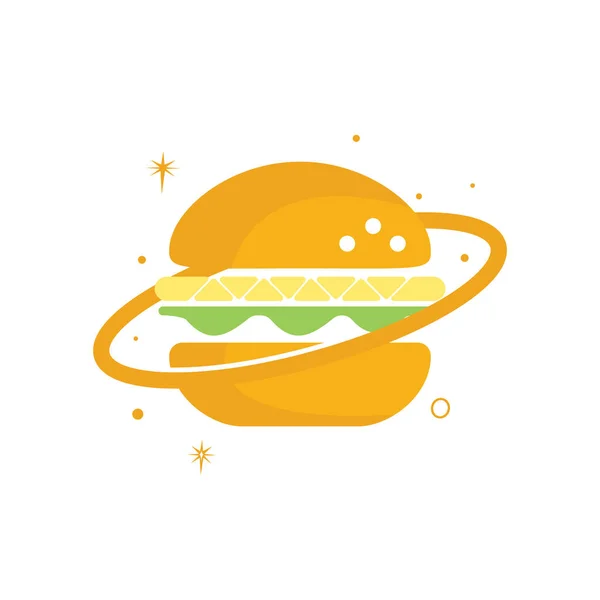 Burger Planet Vector Logo Design Food Caf Restaurant Logo Concept — Stock vektor