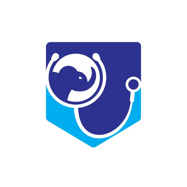 Elephant Health Clinic Vector Logo Design Template — 스톡 벡터