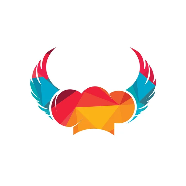 Flying Chef Vector Logo Design Template Chef Hat Wings Icon — Stockvektor