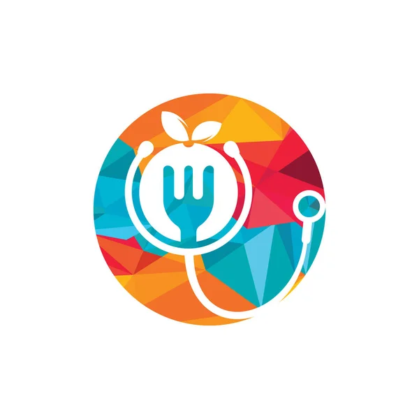 Medical Food Vector Logo Design Template Stethoscope Healthy Food Diet — Stok Vektör