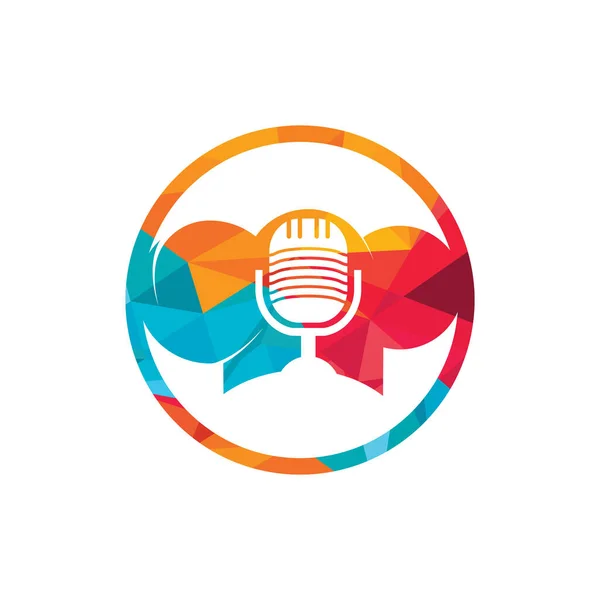 Şef Podcast Vektör Logo Tasarım Şablonu Şarkı Söyleyen Şef Logosu — Stok Vektör