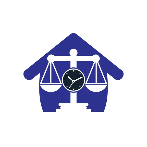 Law Time Vector Logo Design Scale Clock Icon Vector Logo — 图库矢量图片