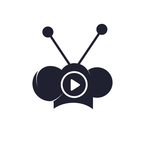 Chef Play Vector Logo Design Cooking Video Logo Design Concept — Vettoriale Stock