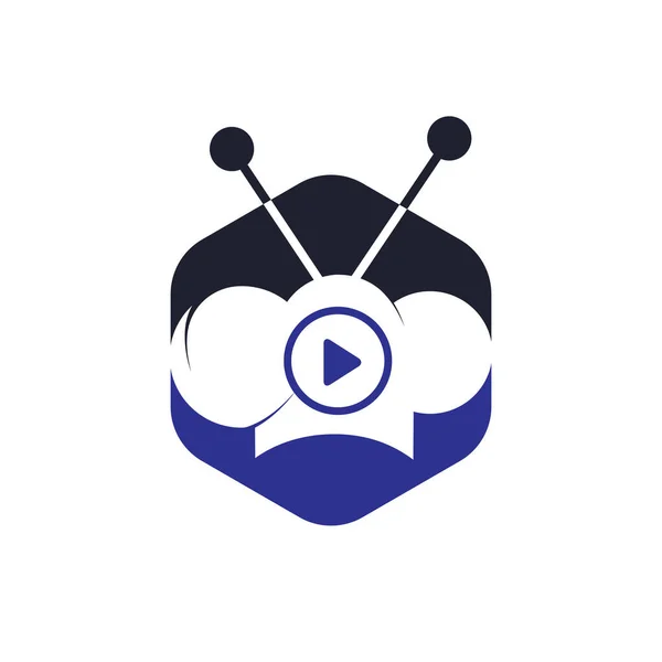 Chef Play Vector Logo Design Cooking Video Logo Design Concept — Image vectorielle