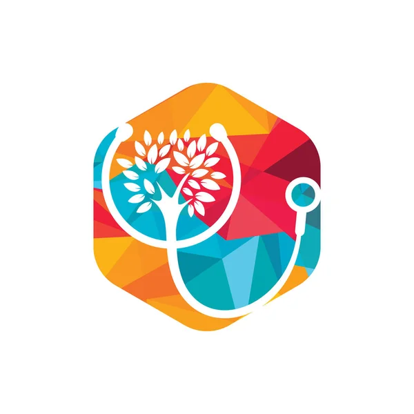 Здоров Стетоскоп Векторний Дизайн Логотипу Стетоскоп Піктограмою Дерева Векторний Дизайн — стоковий вектор